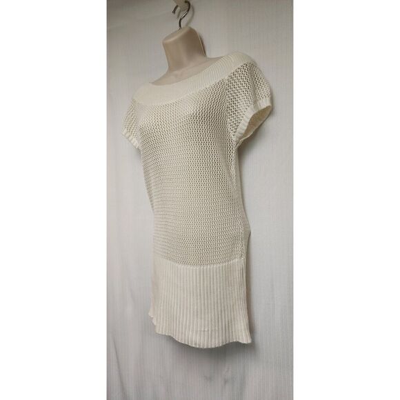 Sweeter Project Eyelet Cap Sleeve Ivory Sweater Size M - Picture 5 of 8